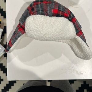 Red and Gray Plaid Trapper Hat